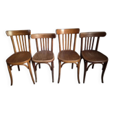 Ensemble de 4 chaises bistrot françaises anciennes par Mahieu & Guillaume, vers 1930