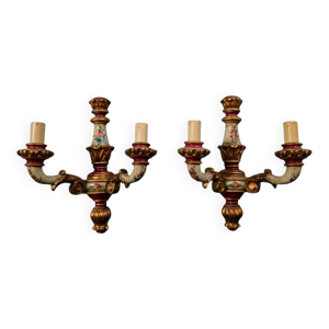 Paire d'appliques Louis - polychrome