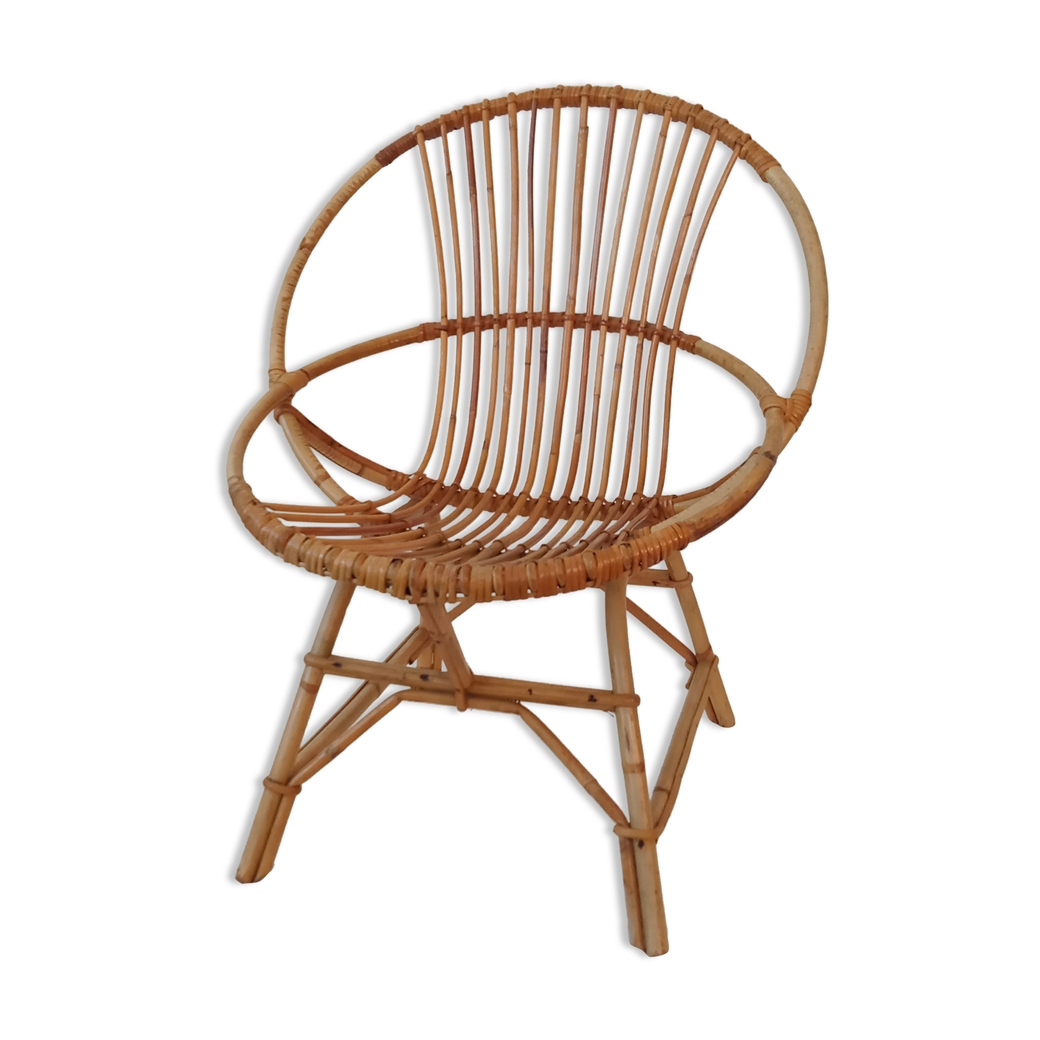 Fauteuil en rotin années 50