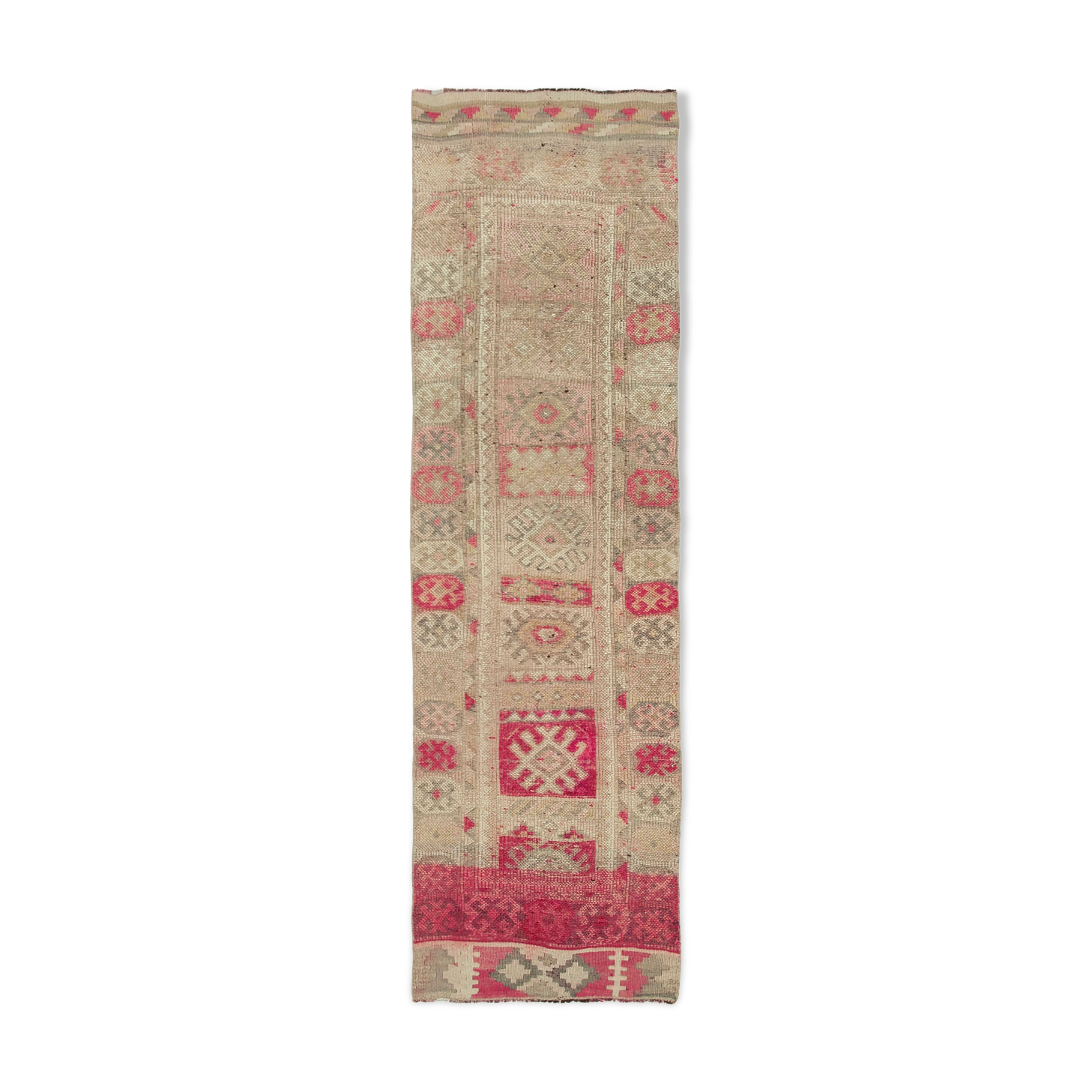 Handwoven one-of-a-kind anatolian beige runner rug 80 cm x 283 cm