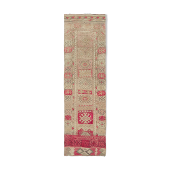 Tapis runner beige anatolien tissé à la main 80 cm x 283 cm