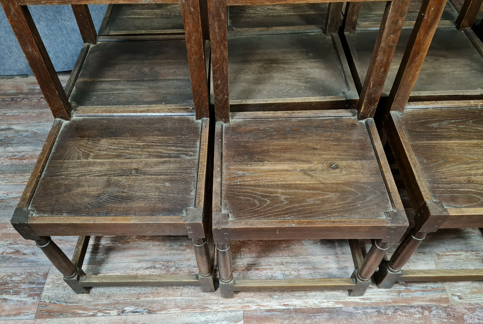 Series of 12 Louis XIII oak chairs circa 1850