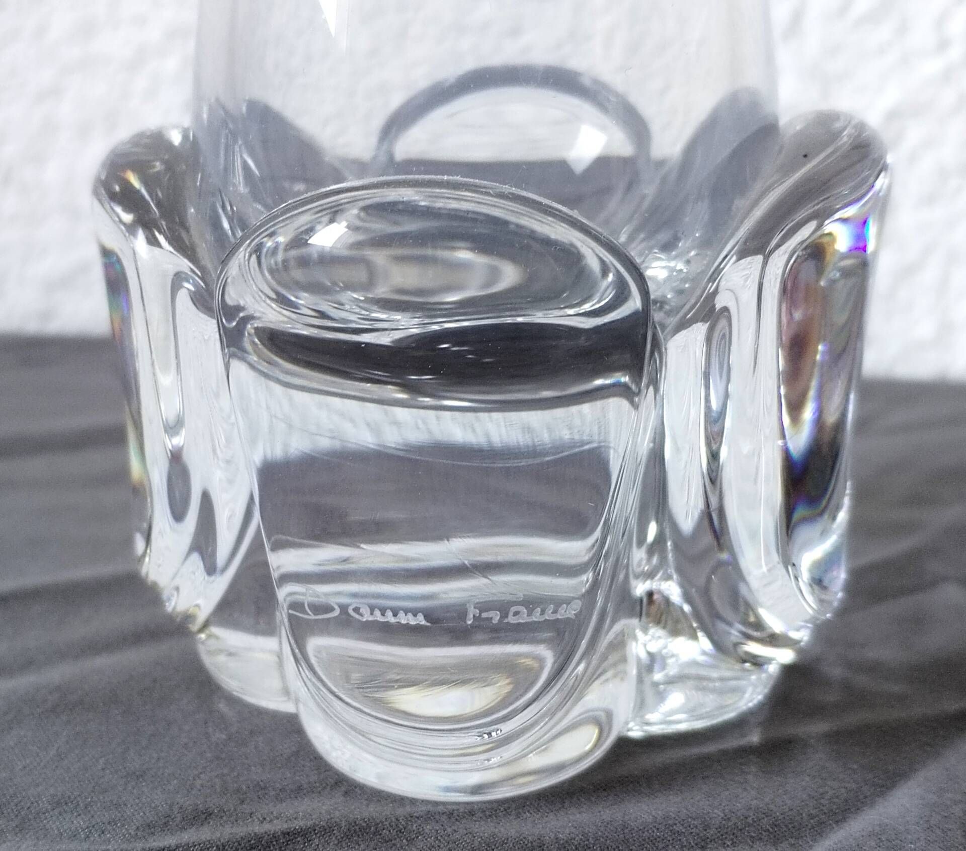 Vintage trumpet vase in crystal signed Daum France 21cm