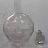 Antique engraved crystal wine carafe
