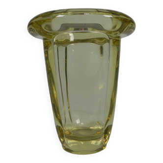 Art Deco thick glass vase with folded edge, 1950s