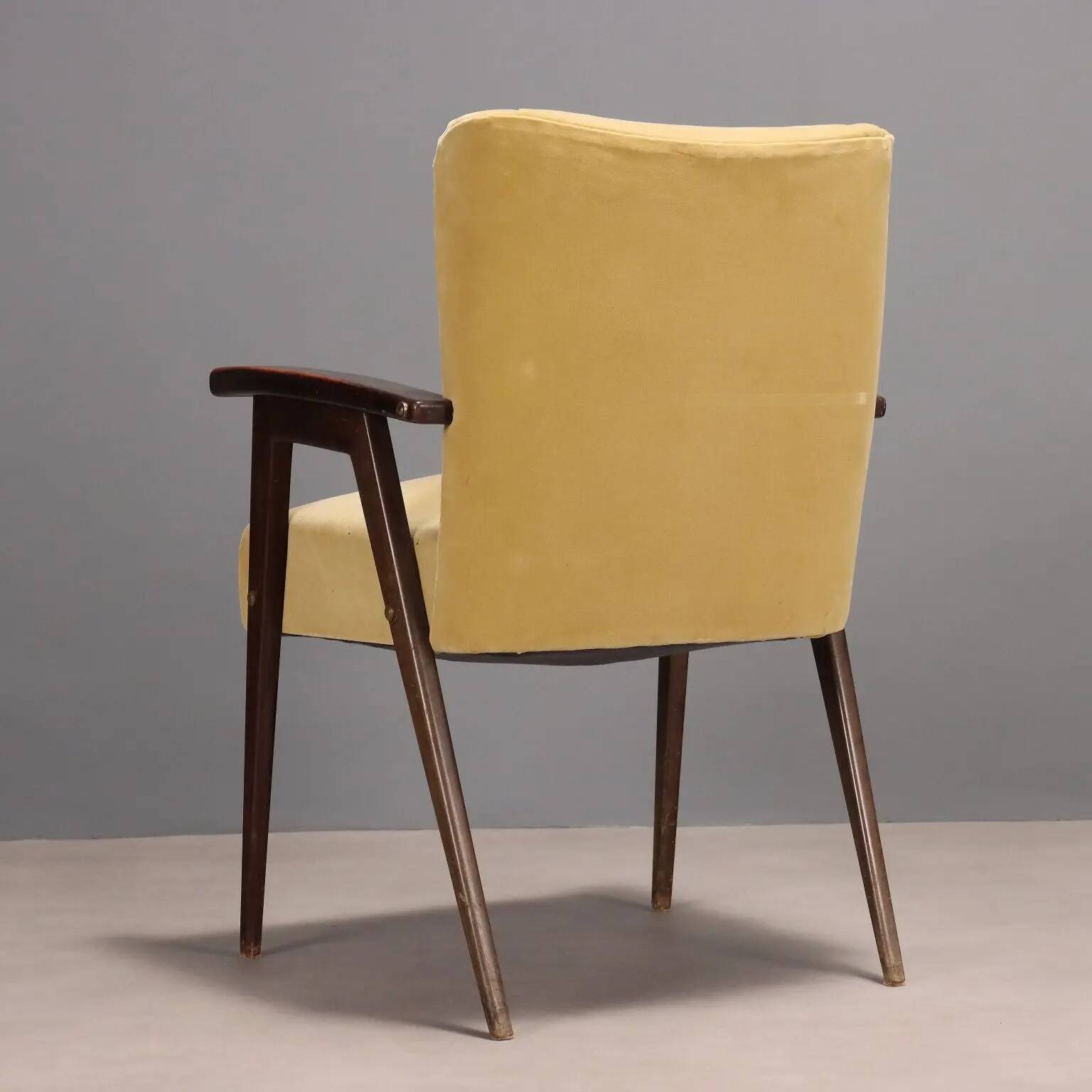Fauteuil vintage en tissu, mousse et bois, design italien, années 1960