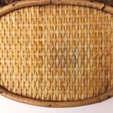 Vintage rattan towel rack and shelf