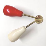 Double adjustable wall light from the 50s in brass and red and cream metal