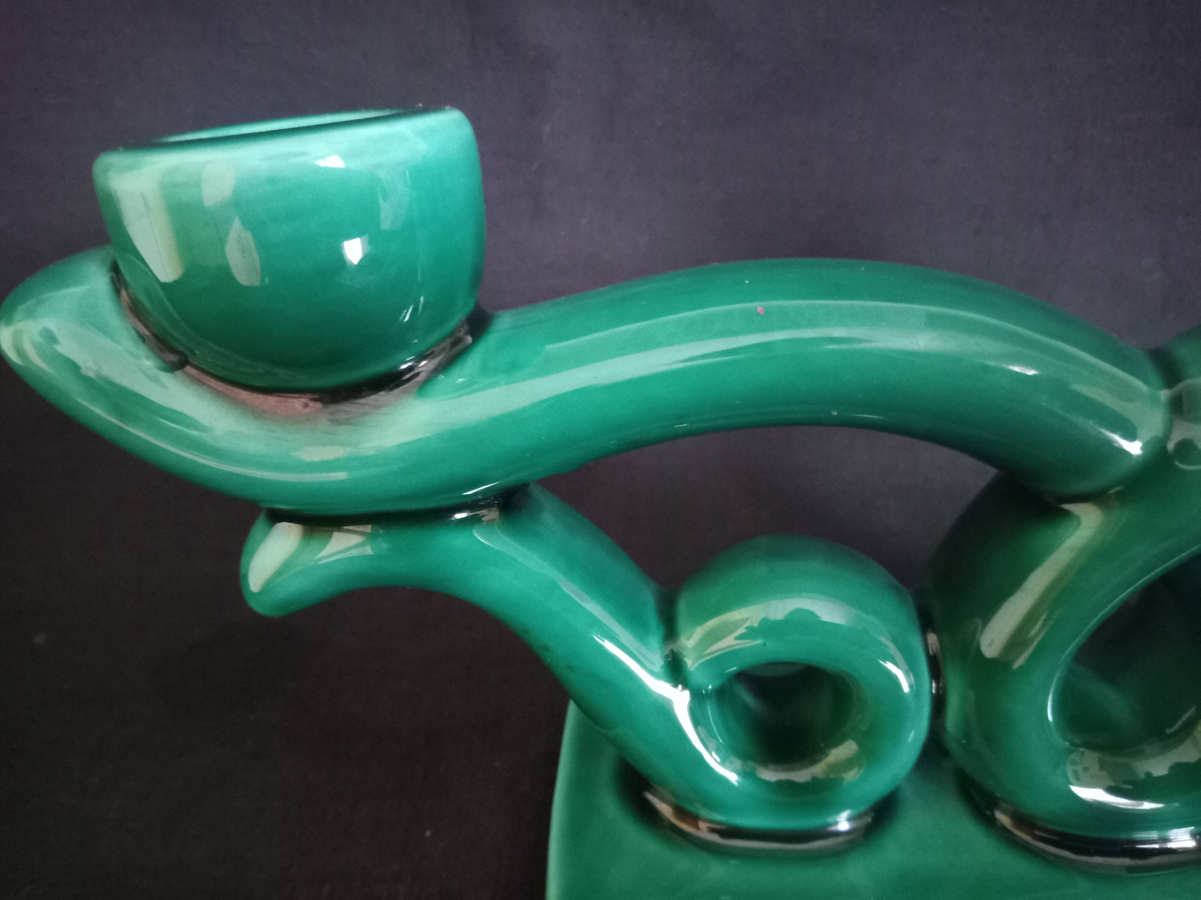 Pair of two-arm ceramic candle holders from Vallauris