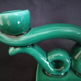 Pair of two-arm ceramic candle holders from Vallauris