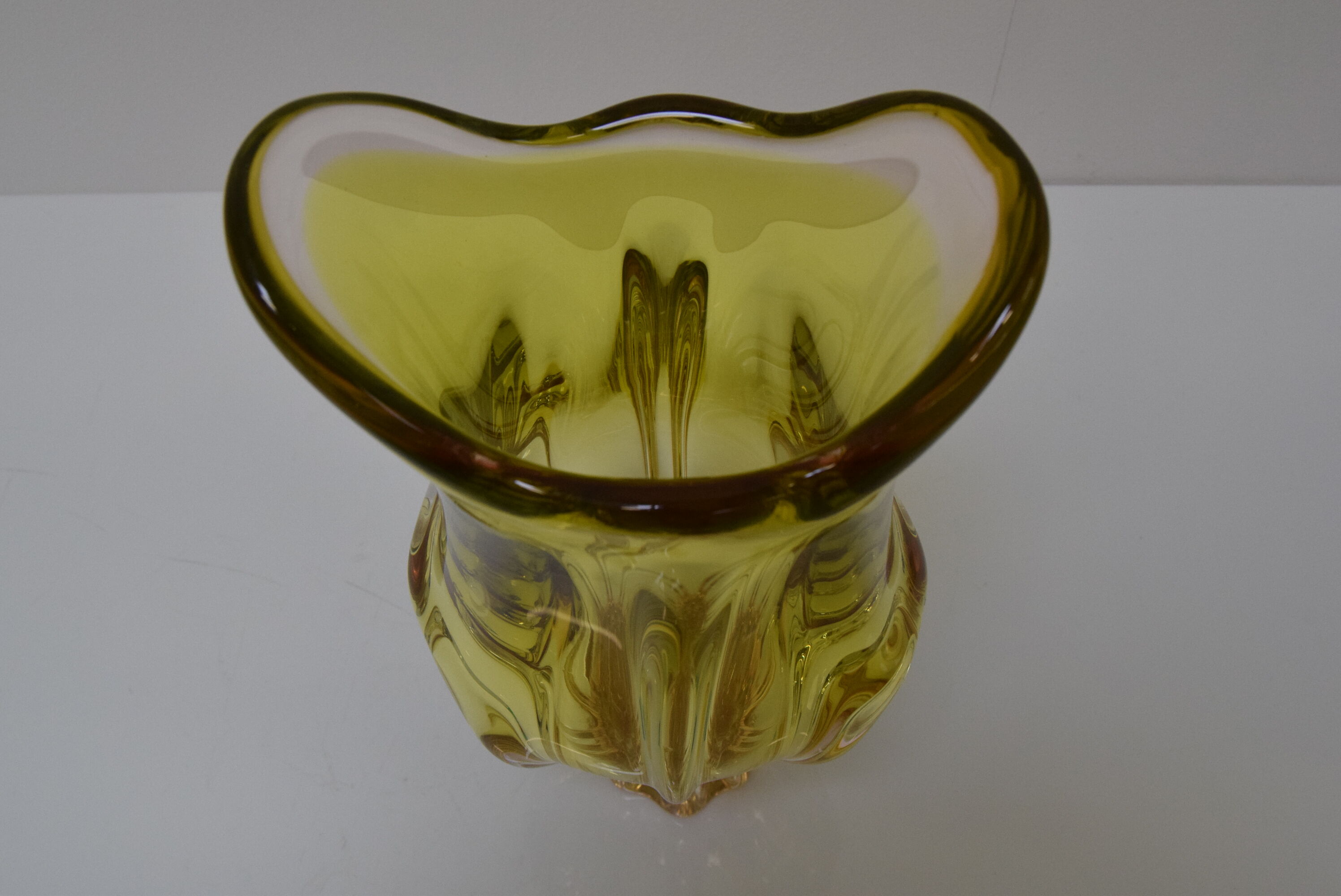 Vintage metallurgical glass vase designed by Josef Hospodka for Chribska, 1960s