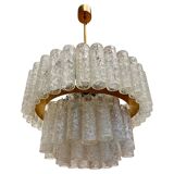 XL design midcentury glass chandelier by Doria, 1960s / Germany