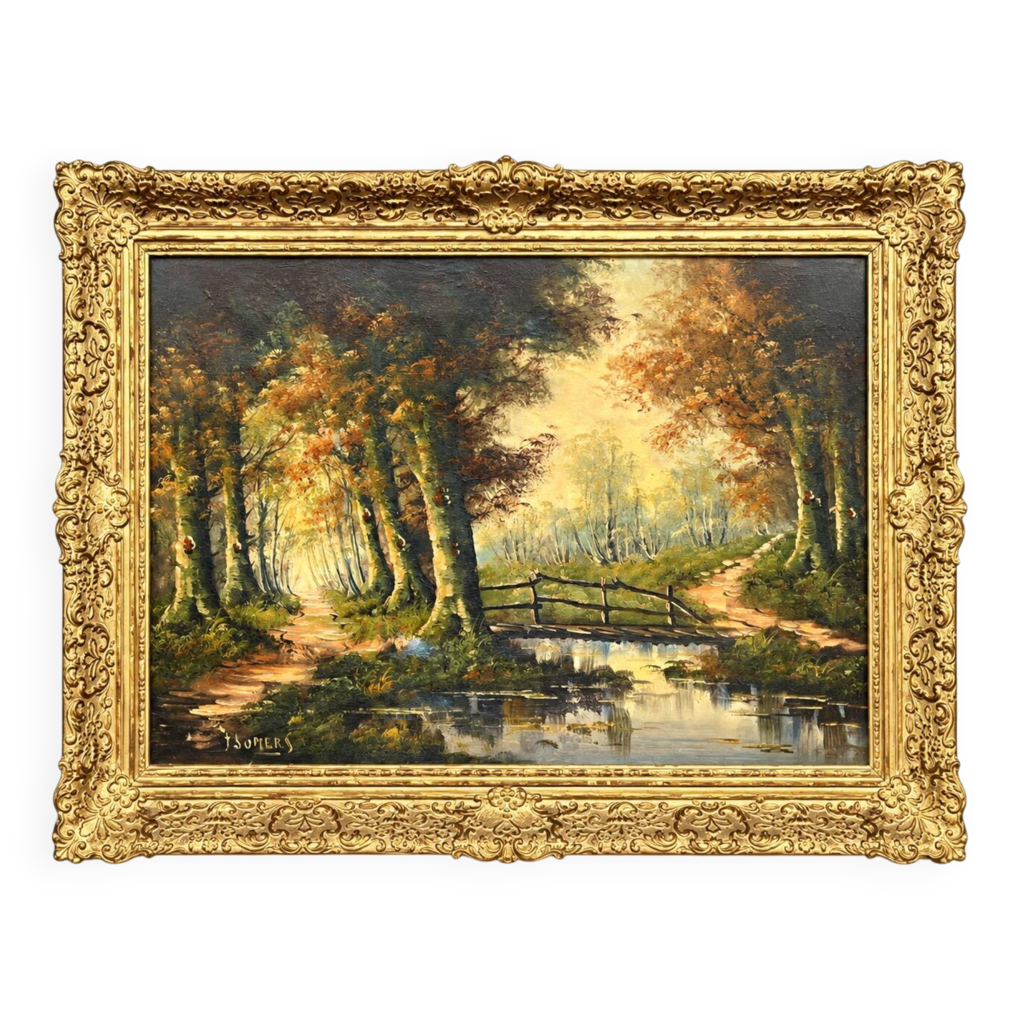 J. Somers, "Forest Landscape." Oil on canvas.