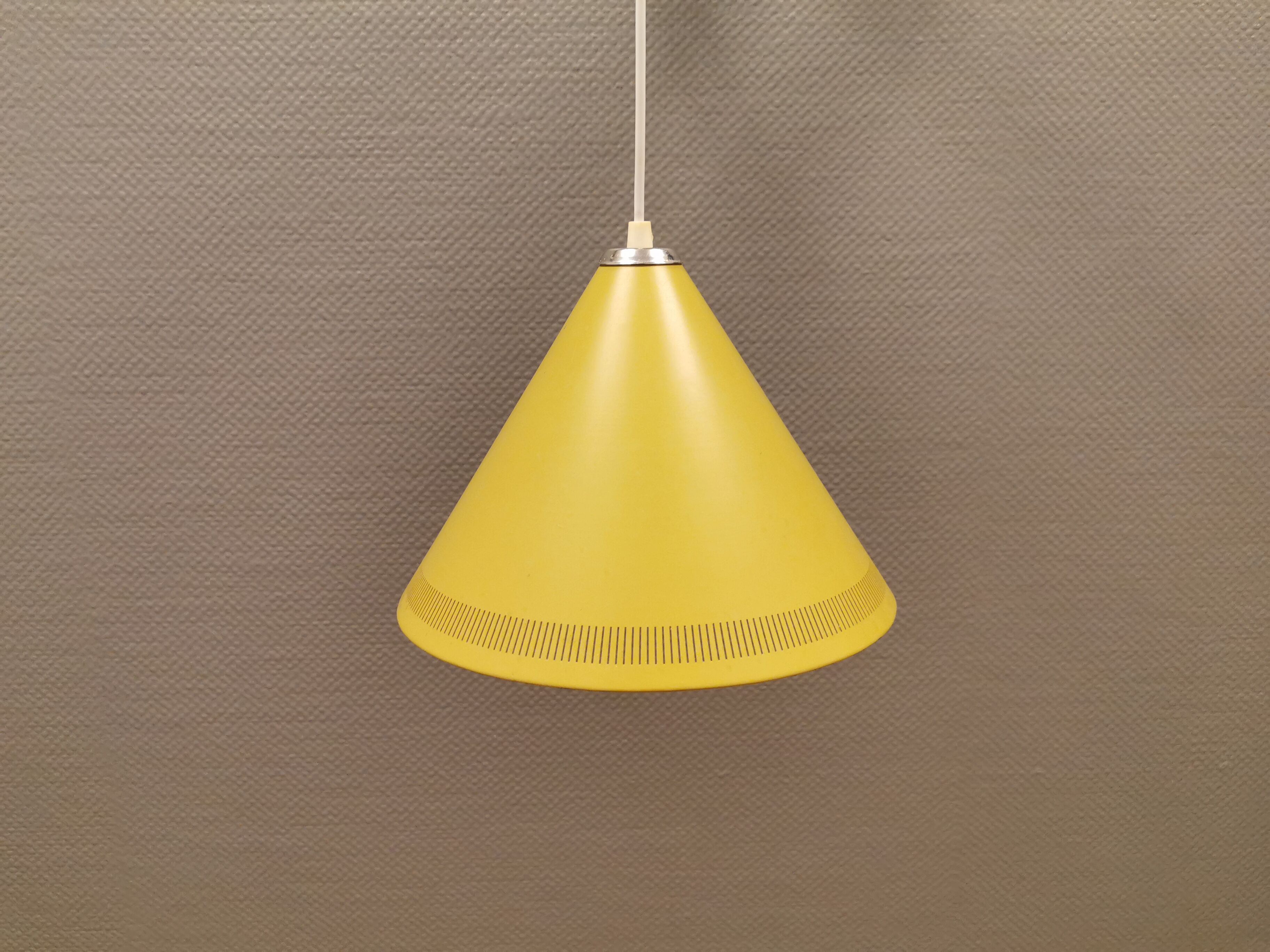 Original Danish corn yellow Lyfa cone pendant from 1972
