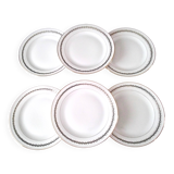 6 flat plates in porcelain. Limoges paste and glaze.
