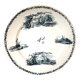 Round serving dish, ironstone, Creil and Monterau, white and navy blue