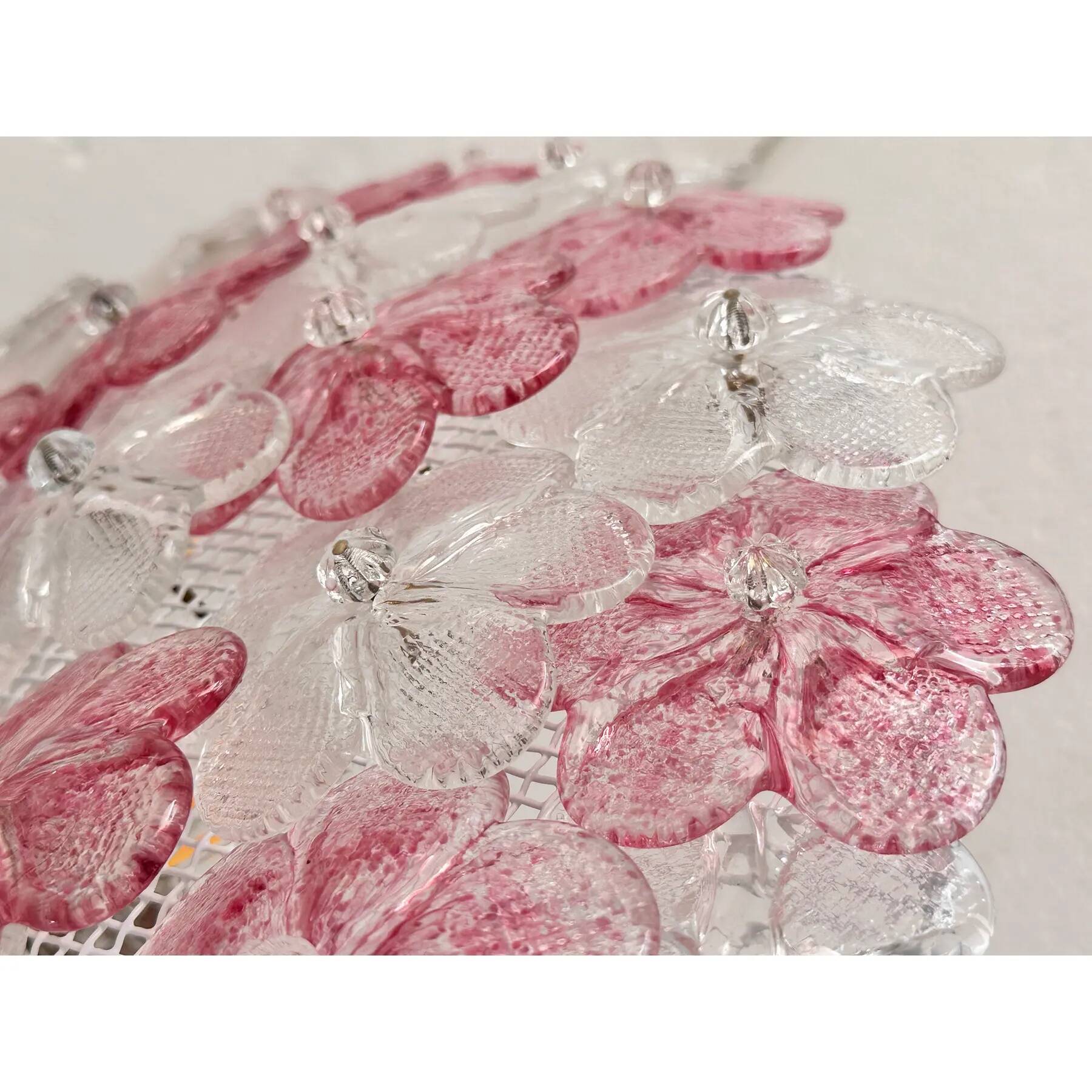 Venetian Transparent and Ametista Flowers Murano Glass Flush Mount in Barov
