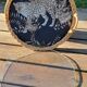 Vintage rattan tray, 2 handles, and glass top