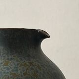Brownish blue ceramic vase signed AH, France 1950.