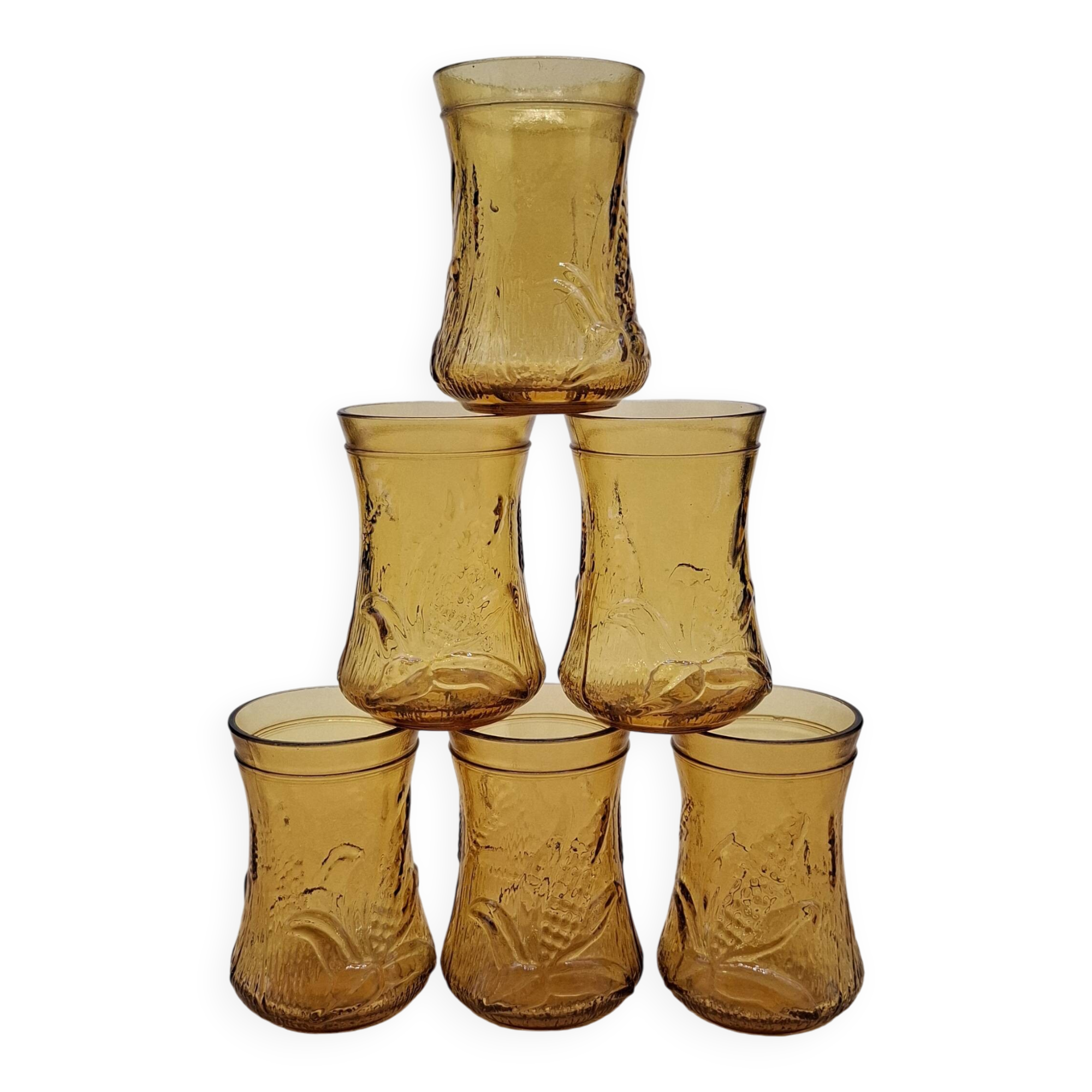 Set of 6 Italian ochre glasses