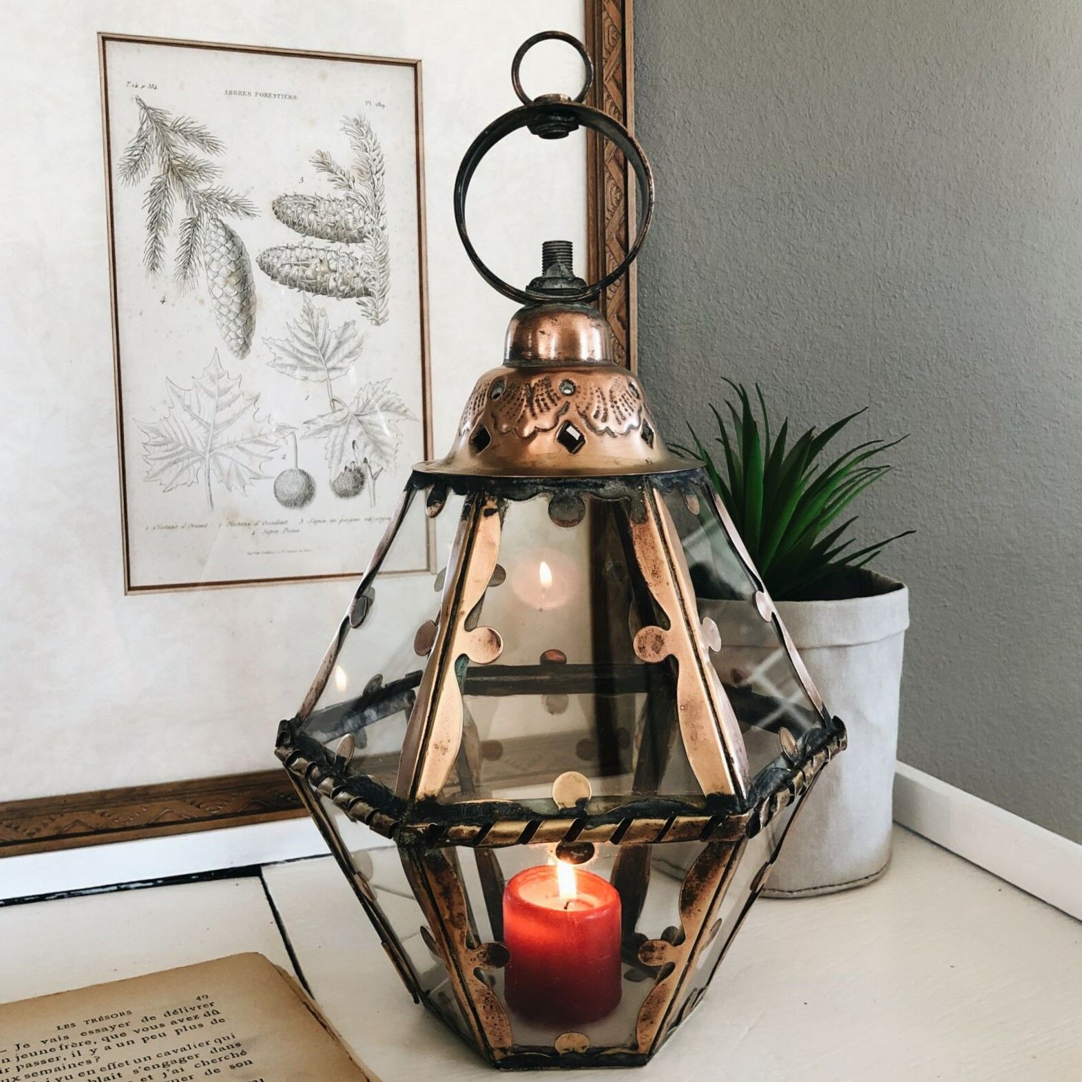 Ancient brass lantern 12 facets