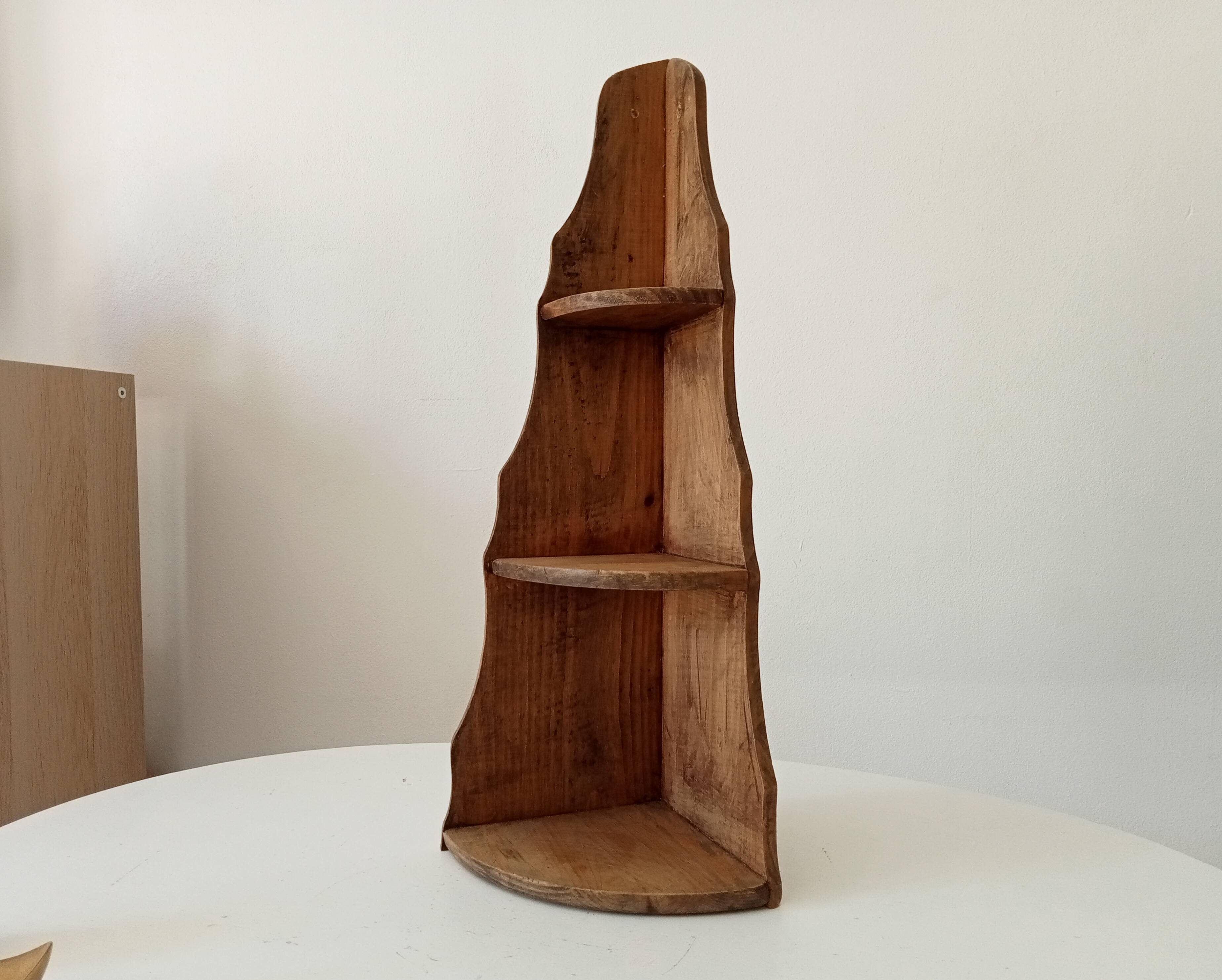 Antique wooden corner wall shelf