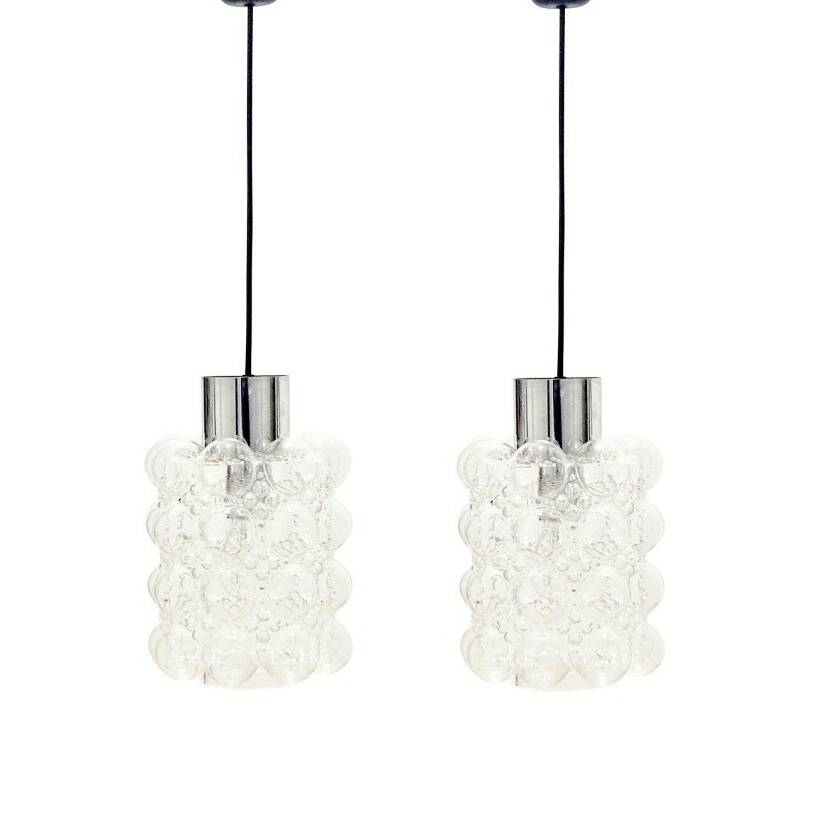 Pair of Mid-Century Modern Bubble Glass Ceiling Lights by Helena Tynell for Limburg, Germany, 1960s