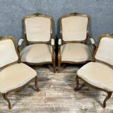 Set of Louis XV style seats in molded and carved wood circa 1900