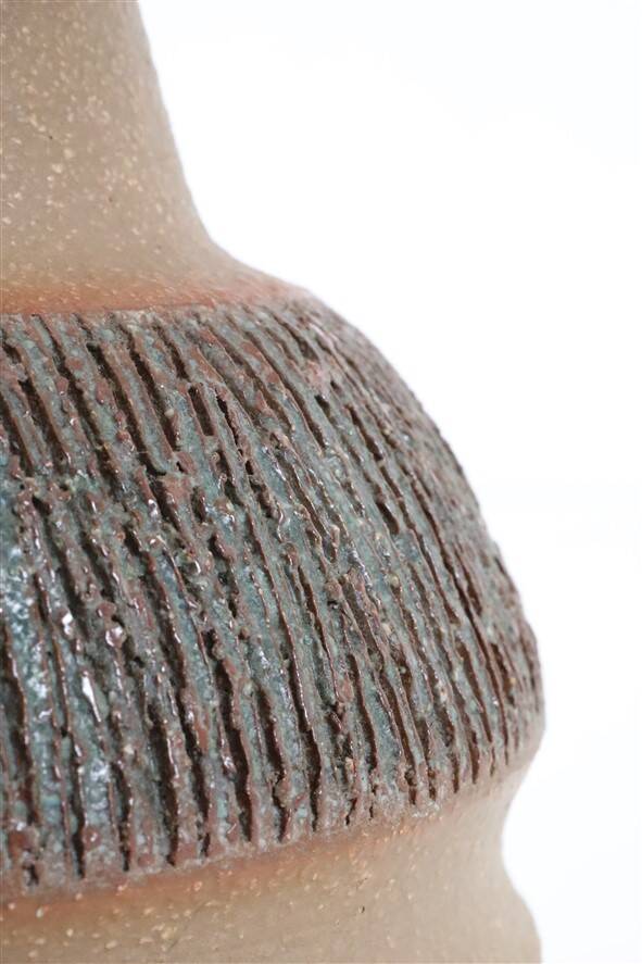 Handmade Søholm / Einar Johansen ceramic table lamp with jute lampshade / Mid-century Danish modern design / 1960s / 1970s