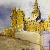 Watercolor painting St Malo signed B. Lévêque 2012