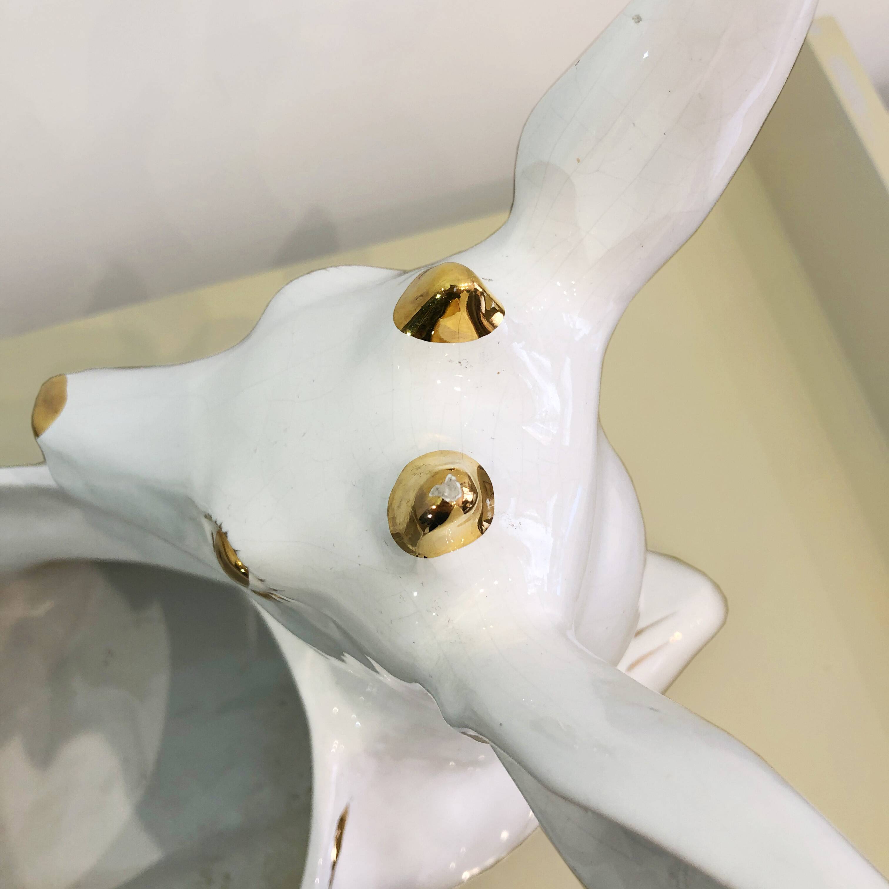 Vintage Italian Antica Athena Deer Faun Ceramic Flower Planter c.1980s