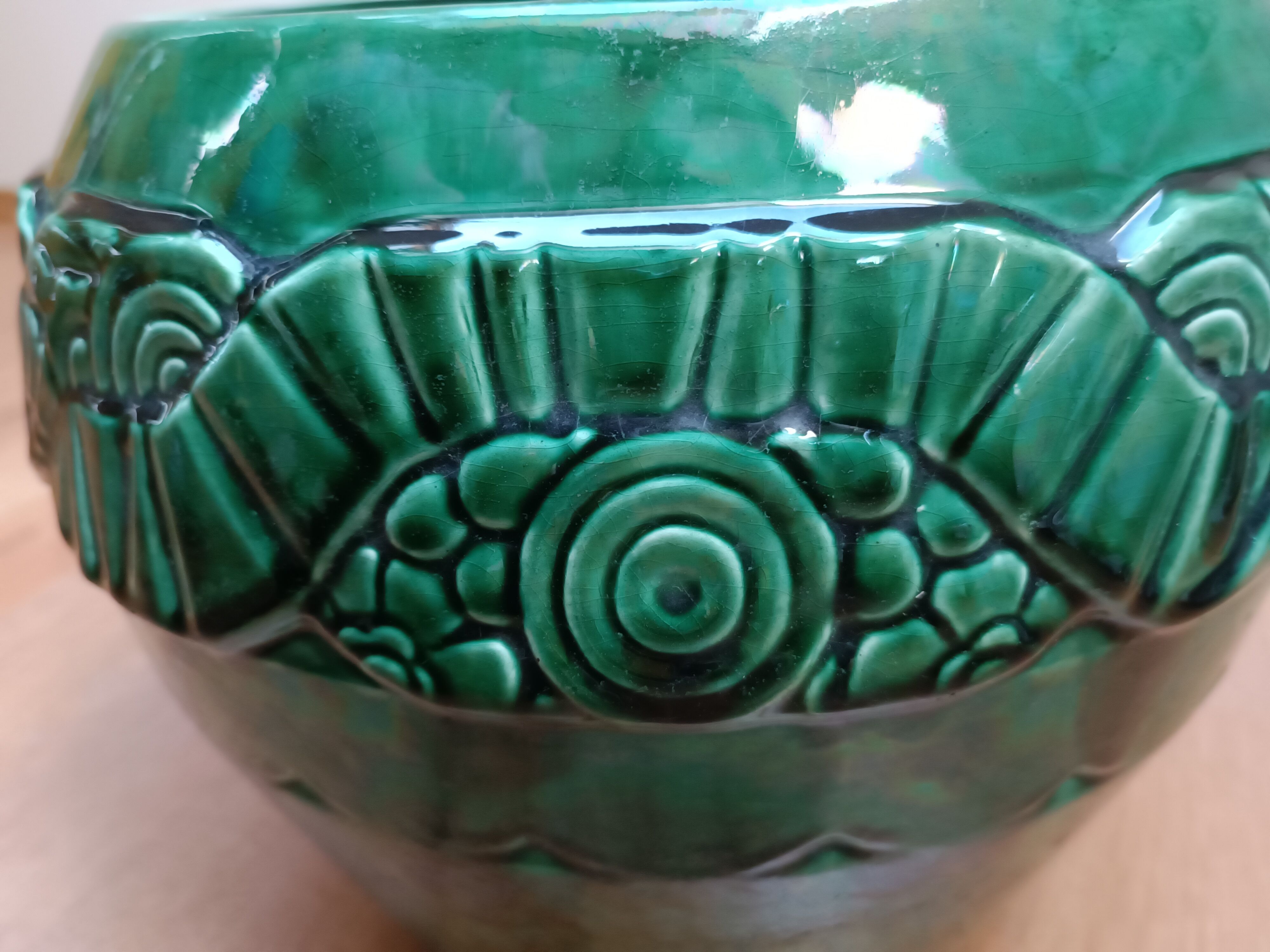 Cache pot in faience of Orchies, 50s