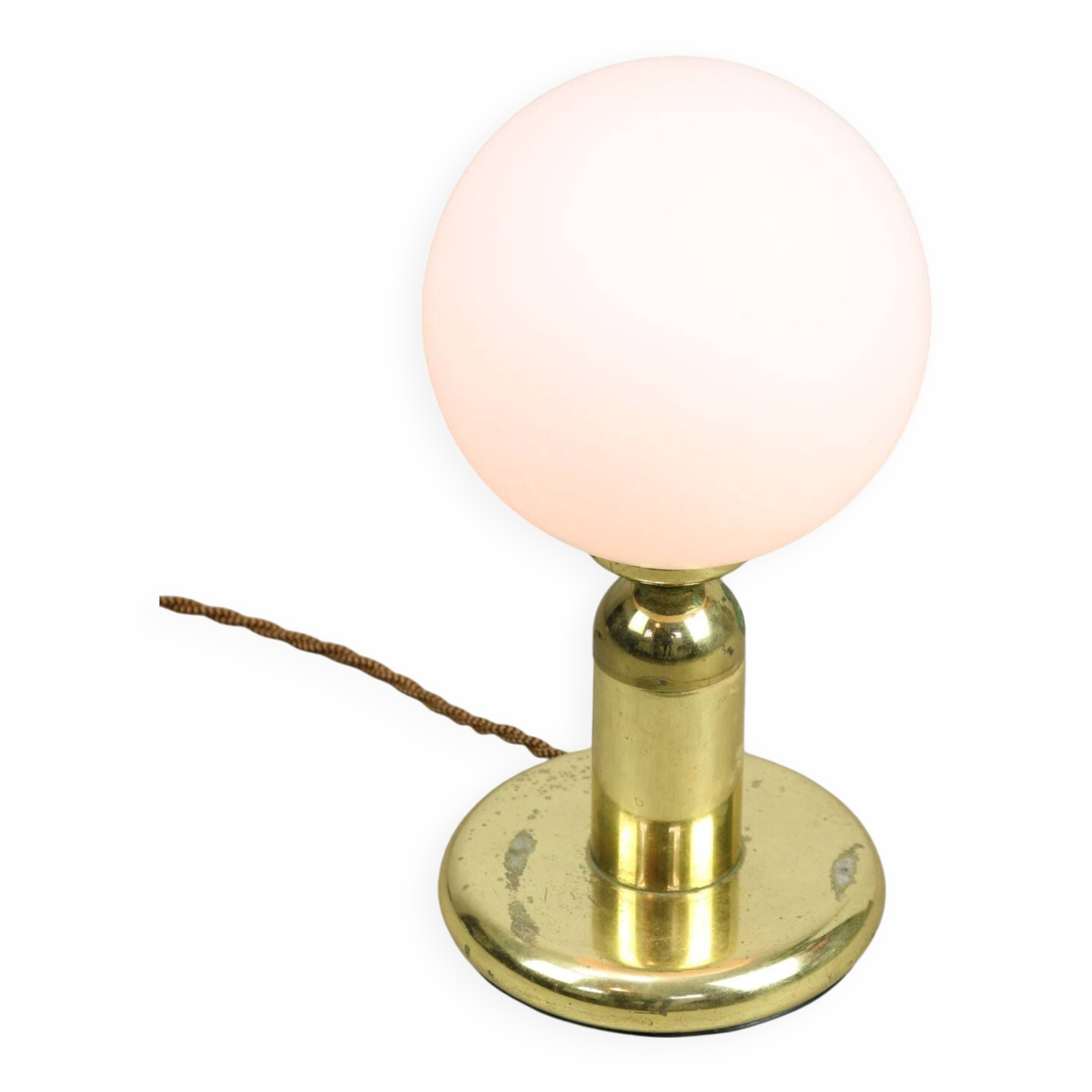 Vintage Italian Brass & Opaline Table Lamp, 1970s