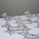 Vintage Gervais Danone knife holders, dachshund design, clear plastic