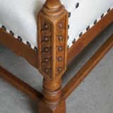 Sculptural 2-seater canapé in oak and wool, Danish "Skønvirke" style, 1920s.