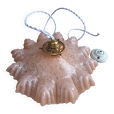 Suspension Opaline Plissée Clichy Rose complète fil et Plafonnier