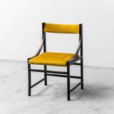 Set 6 chaises tissu jaune bois 1960s vintage modernisme