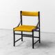 Set 6 chaises tissu jaune bois 1960s vintage modernisme
