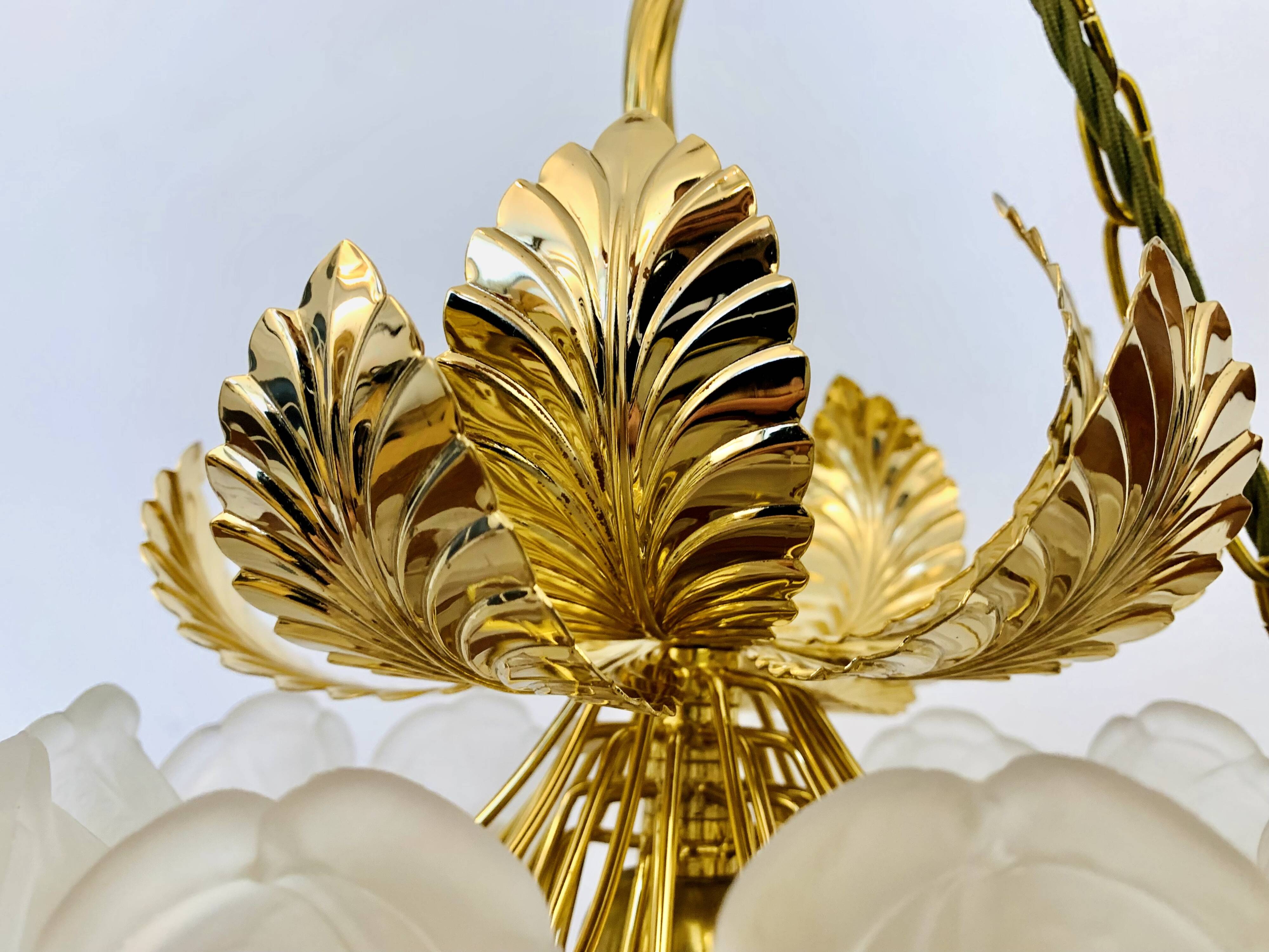 Floral Crystal Glass Chandelier by Ernst Palme