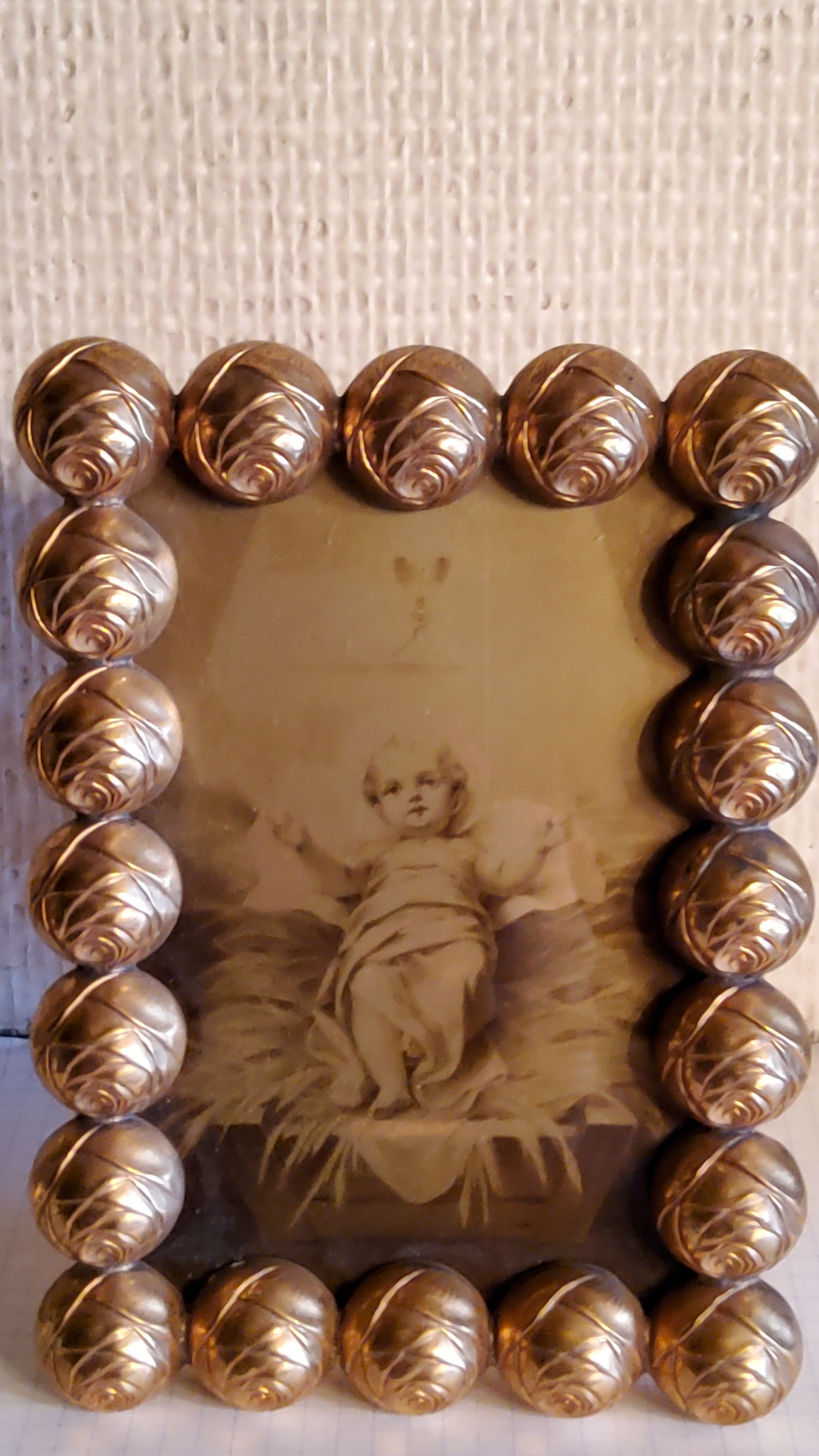 Art deco photo frame in gilded bronze and gilded brass