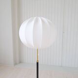 Mid-century black leather floor lamp by Falkenbergs Belysning, Sweden, 1960s.