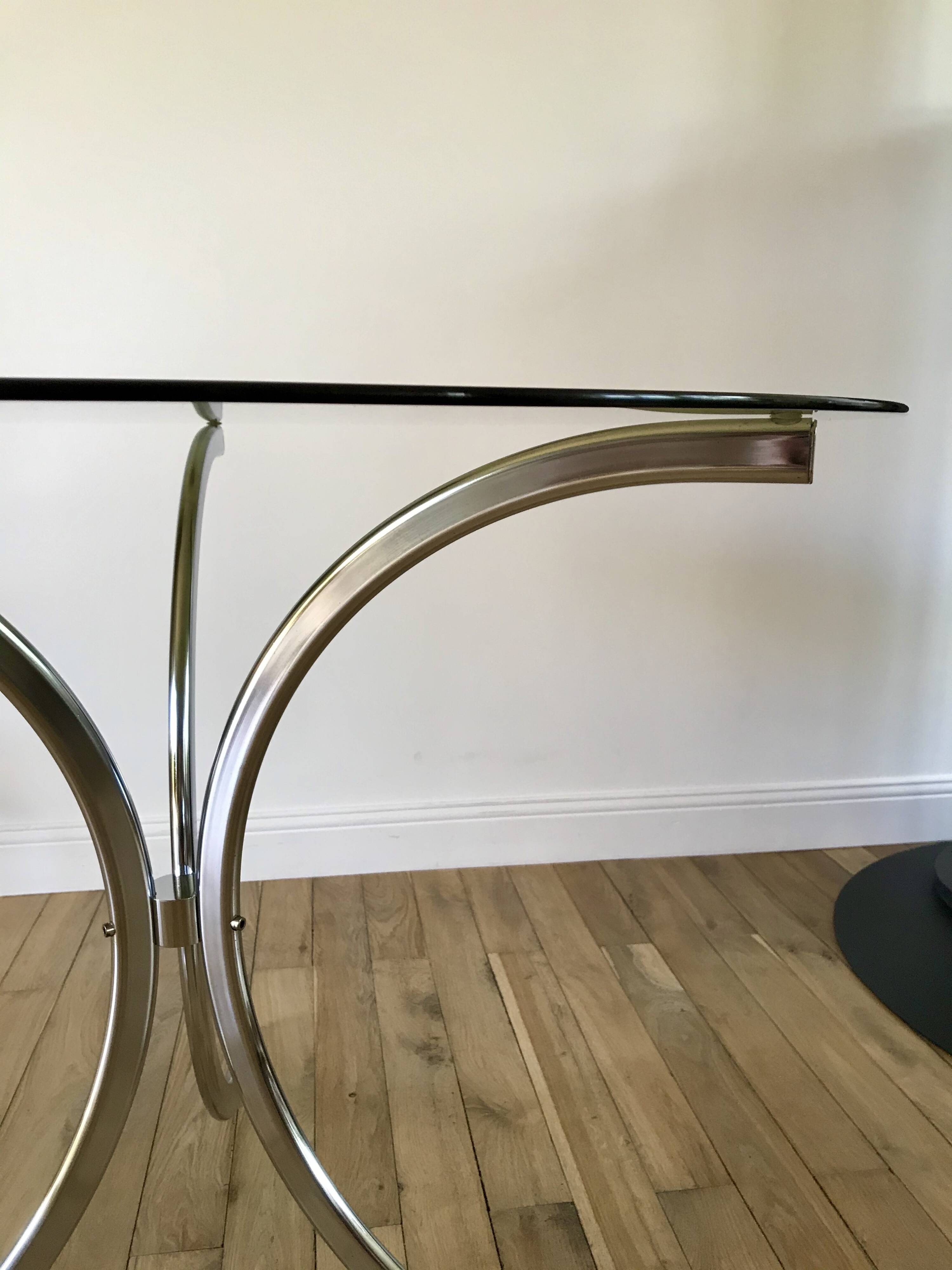 70s design chrome and smoked glass dining table