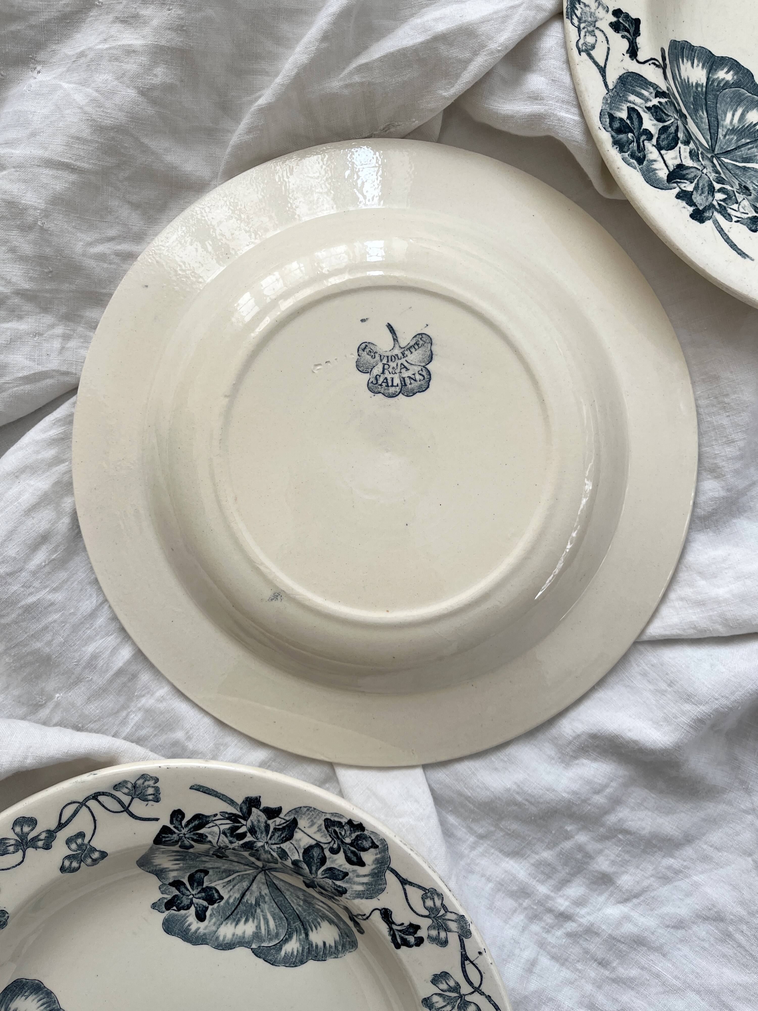 8 ironstone soup plates "Les Violettes" Salins