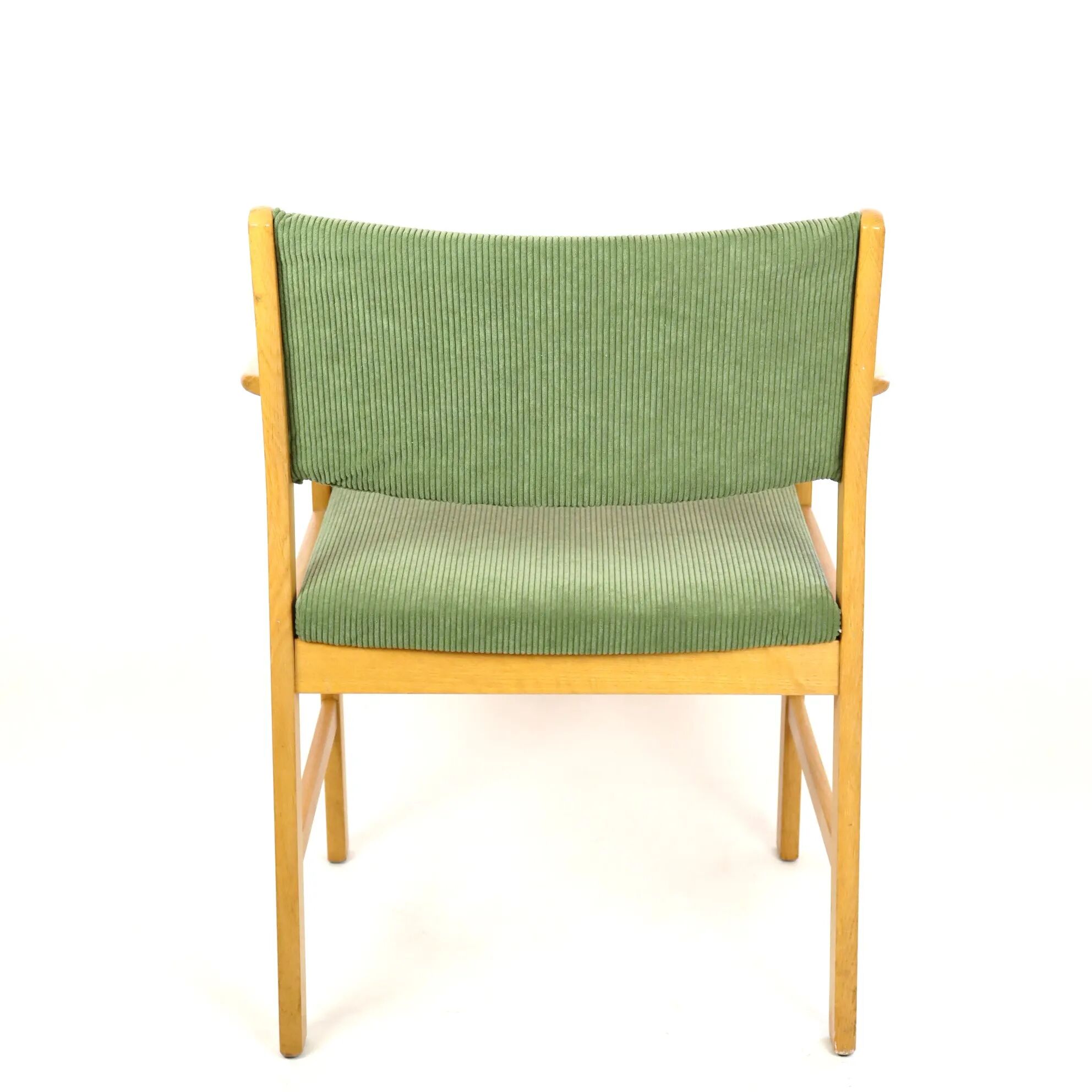 Fauteuil en chêne et velours années 60
