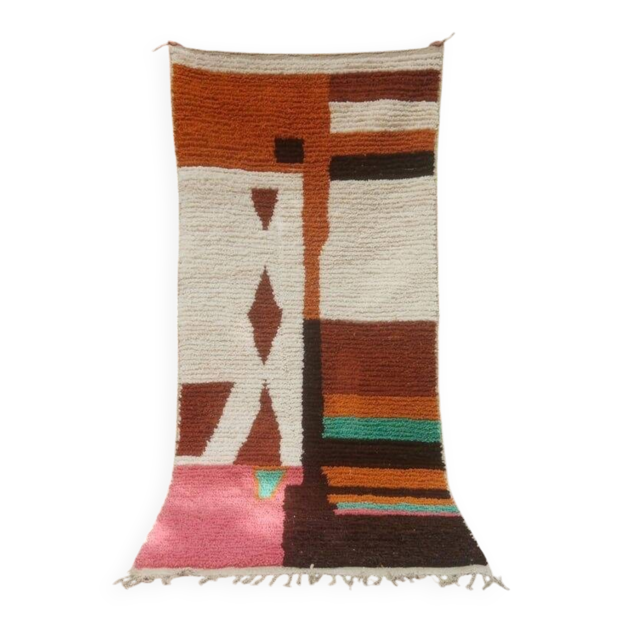 Beni Ourain Berber rug, handwoven in traditional style, size 100 x 200 cm.