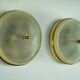 Lumi Milano, pair of wall or ceiling lamps in glass, brass and lacquer, 50s