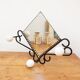 Small French wrought iron coat rack with mirror c. 1950