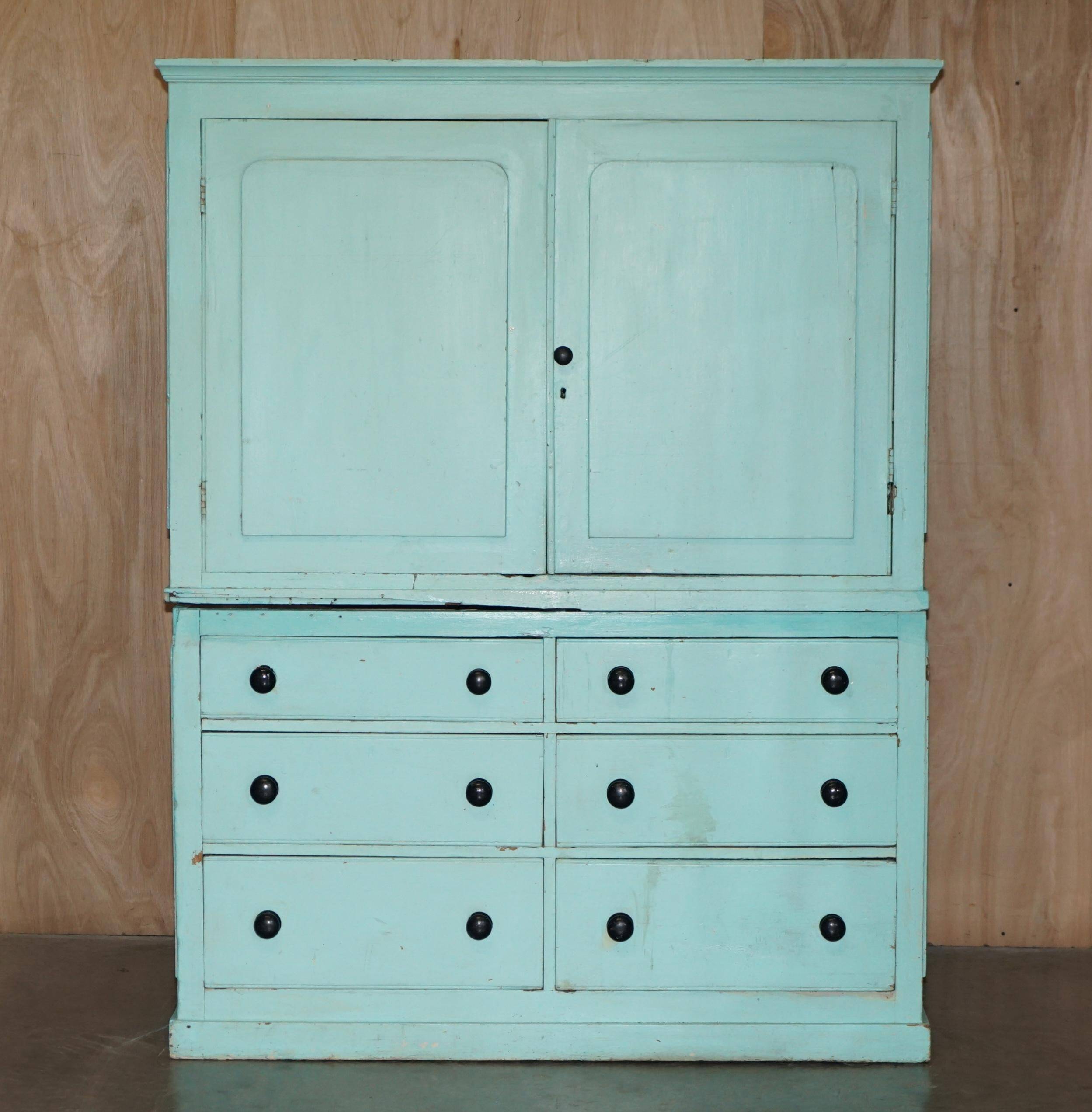 Painted pine linen cupboard or Victorian pantry circa 1860