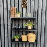 Vintage black metal "string" shelf