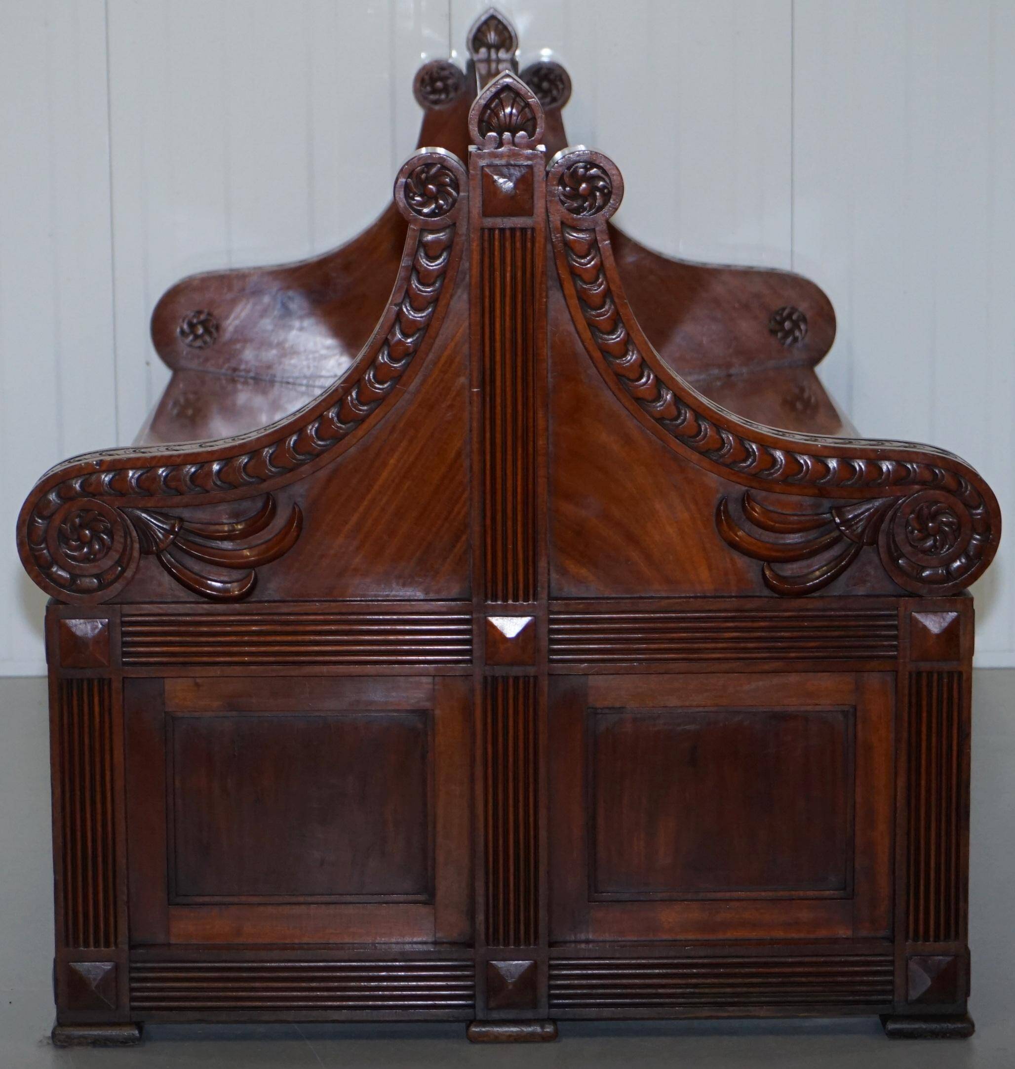 Victorian Double-Faced Carved Walnut Gallery Bench